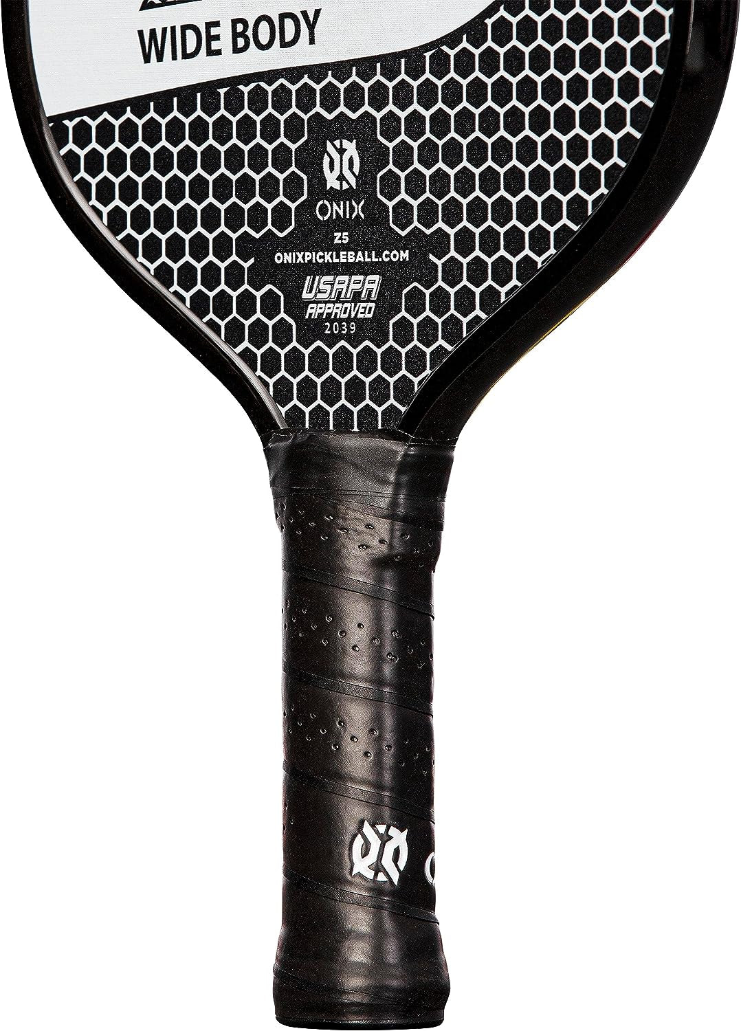 Graphite MOD Z5 Carbon Fiber Pickleball Paddle with Wide-Body Shape. Honeycomb Core, Graphite Face & Cushion Comfort Pickleball Paddle Grip