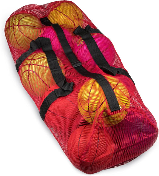 39" Mesh Sports Ball Bag with Adjustable Shoulder Strap, Oversize Duffle - Great for Carrying Gym Equipment, Jerseys, & Laundry
