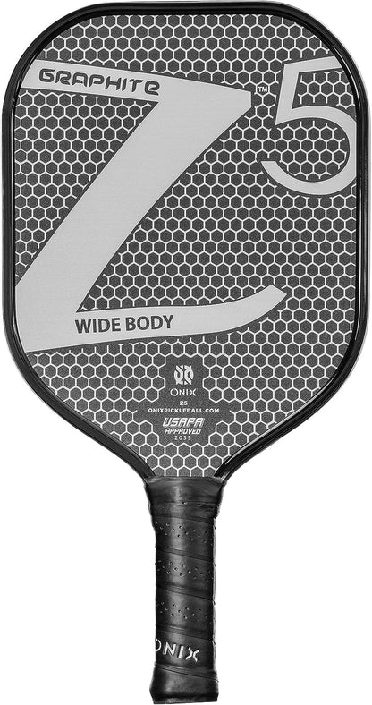 Graphite MOD Z5 Carbon Fiber Pickleball Paddle with Wide-Body Shape. Honeycomb Core, Graphite Face & Cushion Comfort Pickleball Paddle Grip