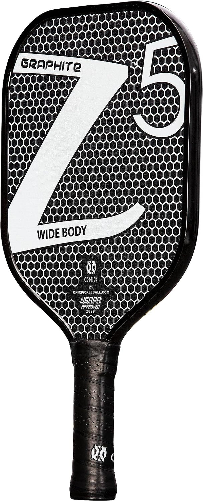 Graphite MOD Z5 Carbon Fiber Pickleball Paddle with Wide-Body Shape. Honeycomb Core, Graphite Face & Cushion Comfort Pickleball Paddle Grip